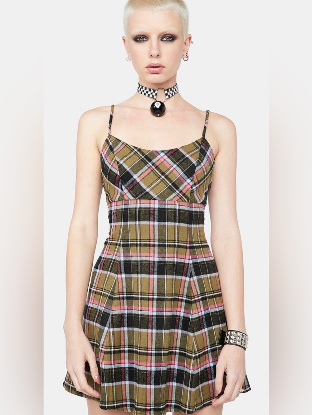 NWT dELiA*s x dolls kill plaid Spaghetti Strap Mini Dress